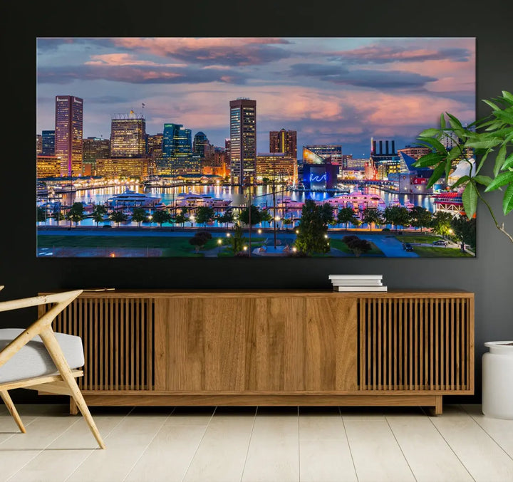 Extra Large Baltimore Cityscape Wall Art Print Skyline Canvas Apartment Decor