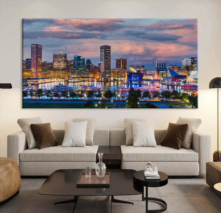 Extra Large Baltimore Cityscape Wall Art Print Skyline Canvas Apartment Decor