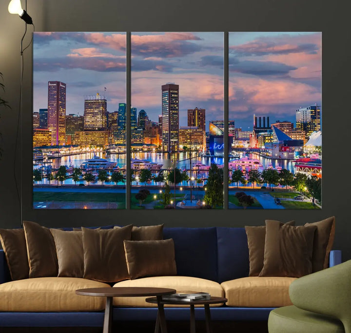 Extra Large Baltimore Cityscape Wall Art Print Skyline Canvas Apartment Decor