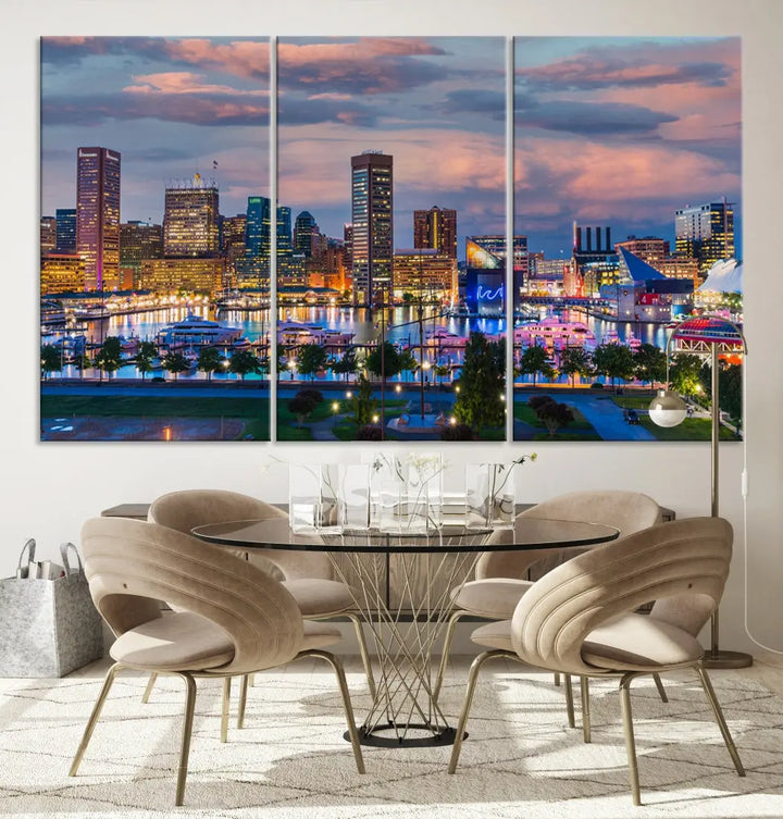 Extra Large Baltimore Cityscape Wall Art Print Skyline Canvas Apartment Decor