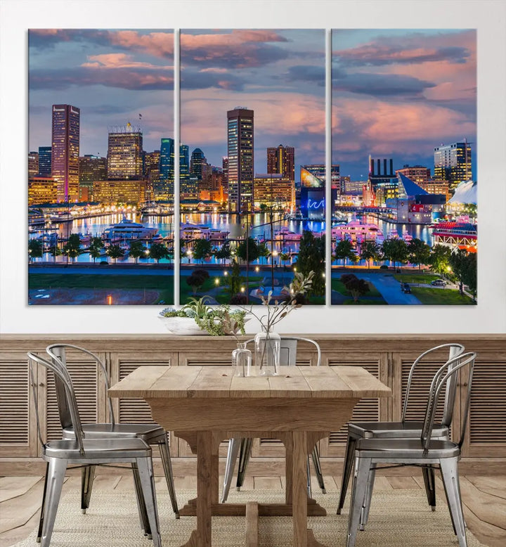 Extra Large Baltimore Cityscape Wall Art Print Skyline Canvas Apartment Decor