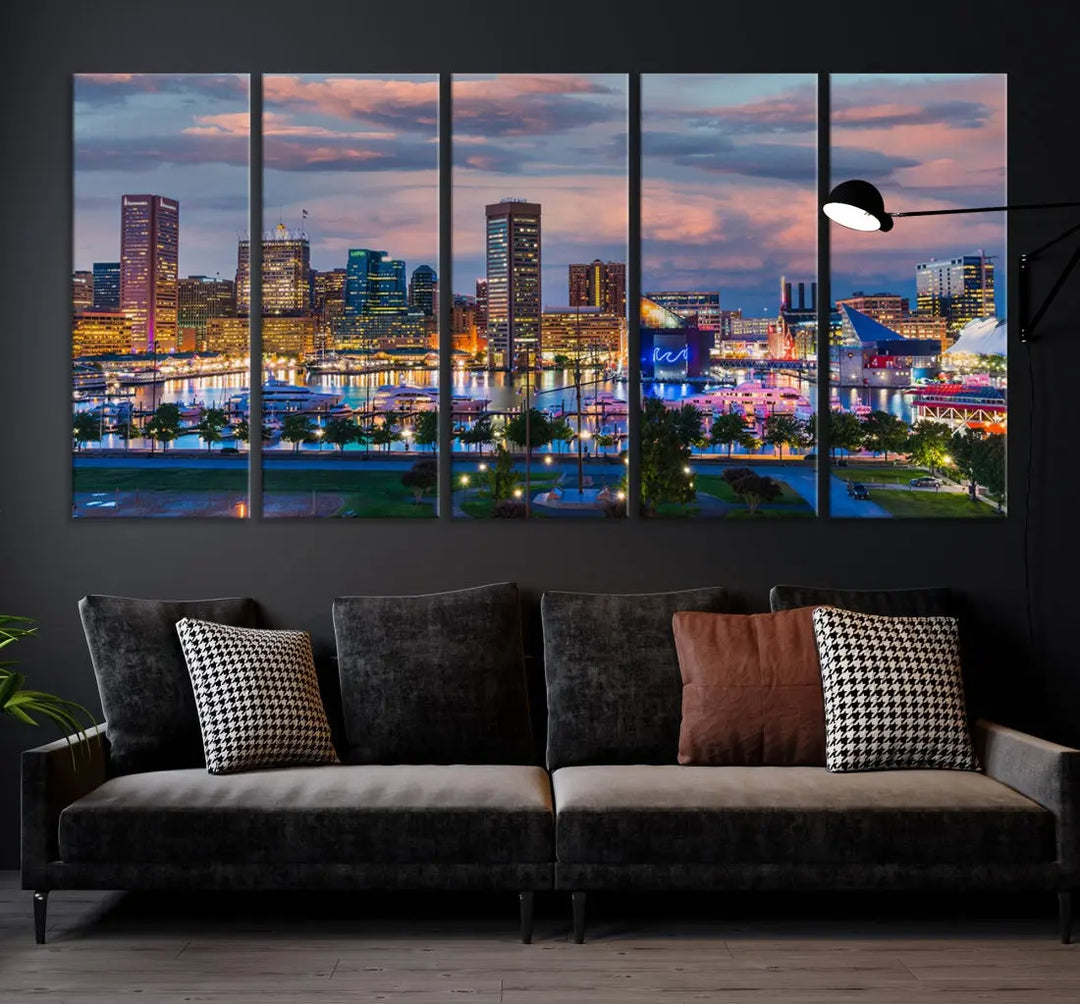 Extra Large Baltimore Cityscape Wall Art Print Skyline Canvas Apartment Decor