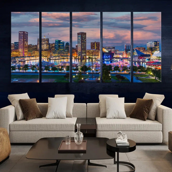 Extra Large Baltimore Cityscape Wall Art Print Skyline Canvas Apartment Decor