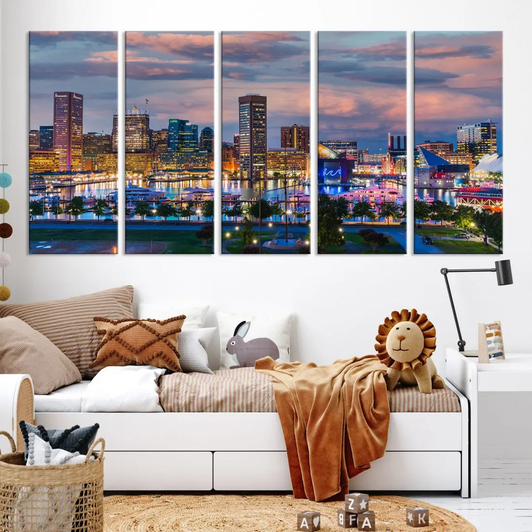 Extra Large Baltimore Cityscape Wall Art Print Skyline Canvas Apartment Decor