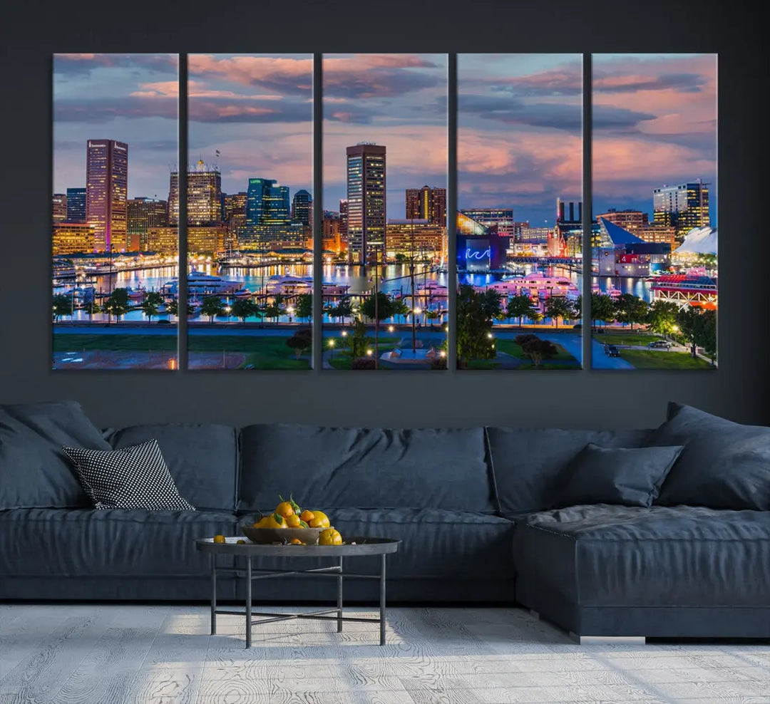 Extra Large Baltimore Cityscape Wall Art Print Skyline Canvas Apartment Decor