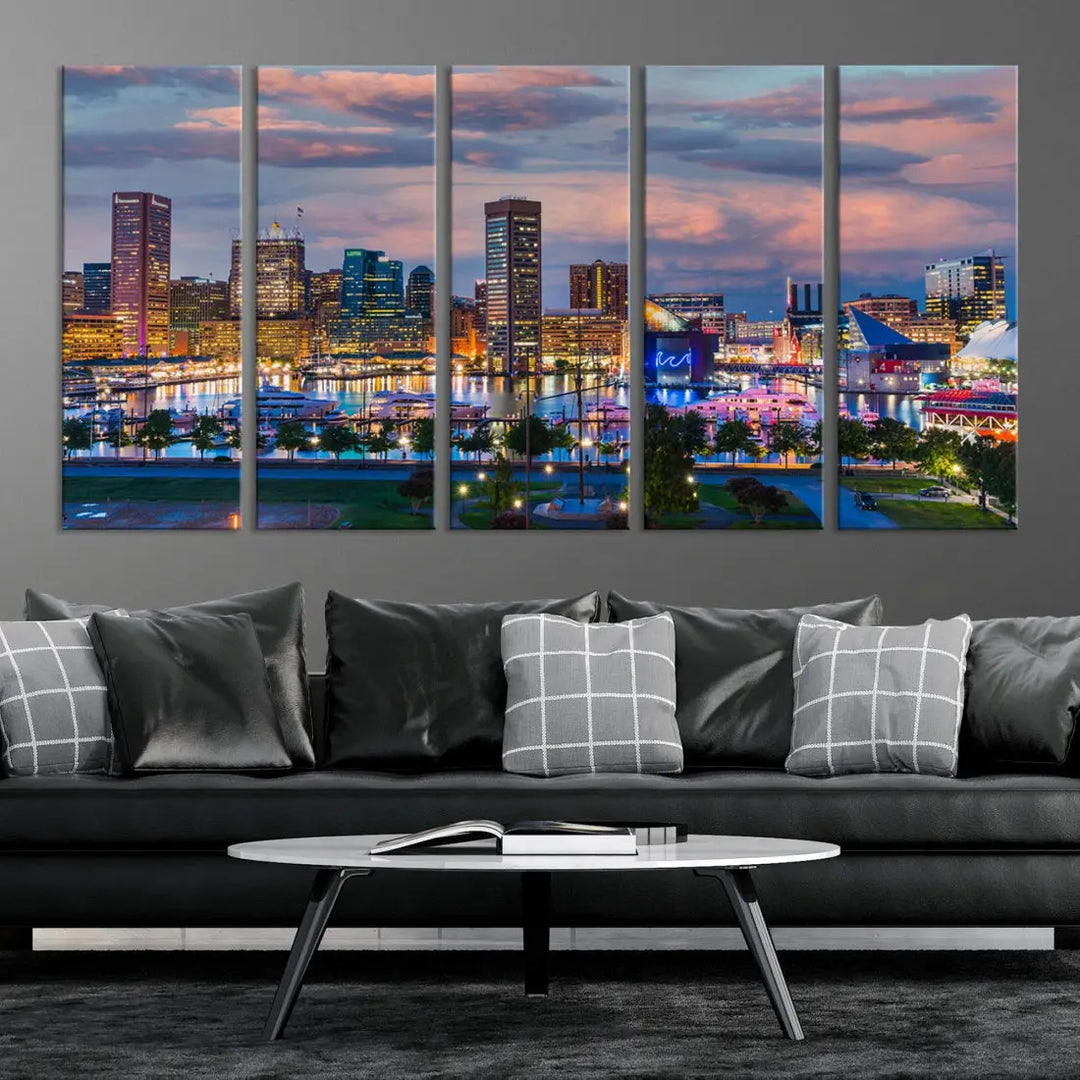 Extra Large Baltimore Cityscape Wall Art Print Skyline Canvas Apartment Decor