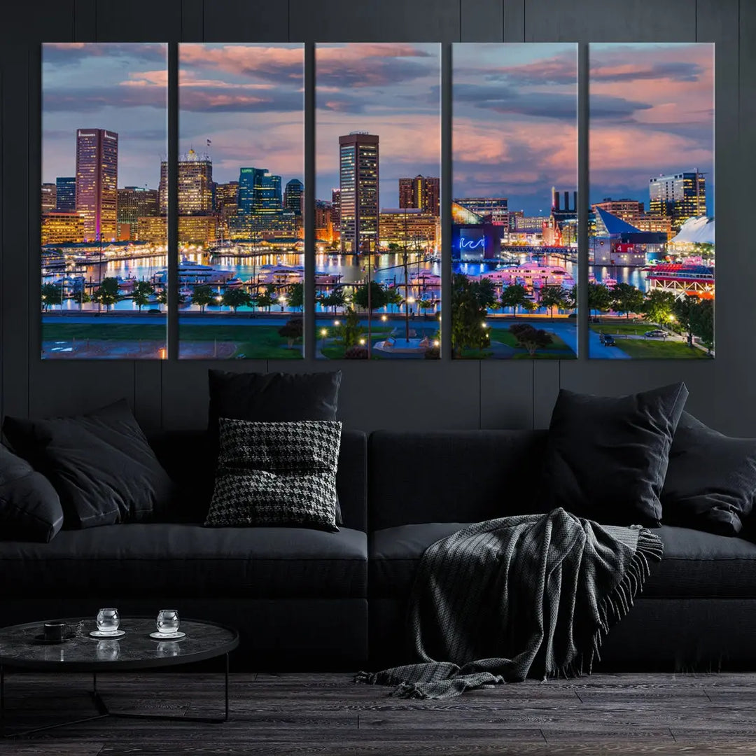 Extra Large Baltimore Cityscape Wall Art Print Skyline Canvas Apartment Decor