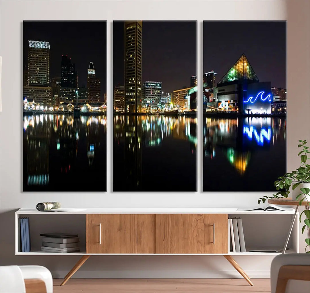 Extra Large Baltimore Skyline Wall Art Cityscape Canvas Print Home Gift