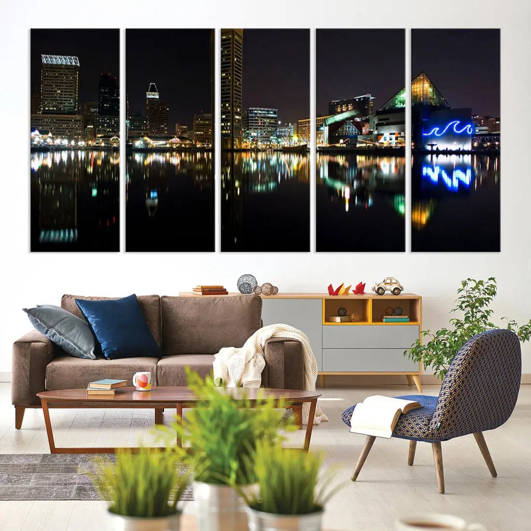 Extra Large Baltimore Skyline Wall Art Cityscape Canvas Print Home Gift