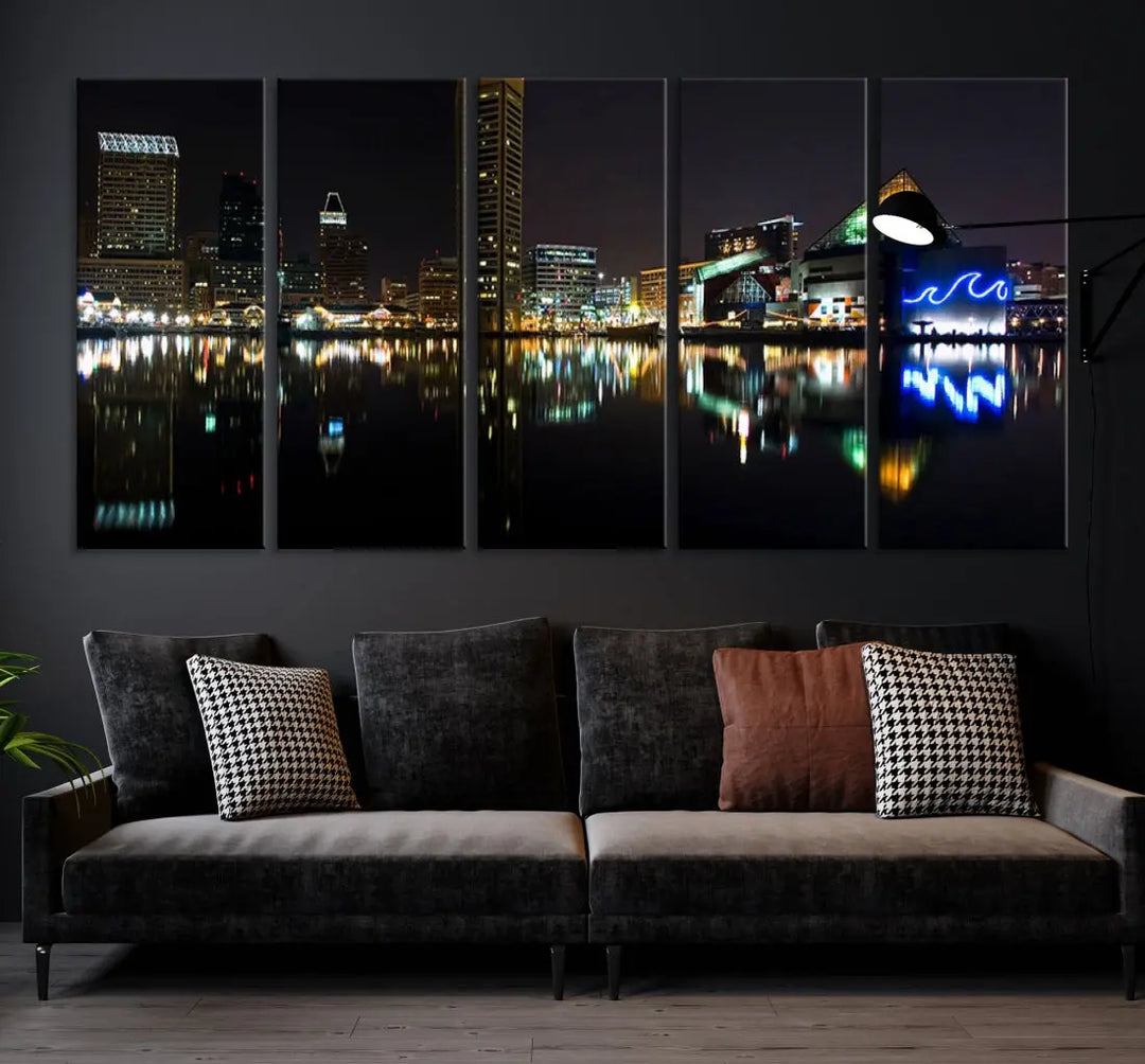 Extra Large Baltimore Skyline Wall Art Cityscape Canvas Print Home Gift