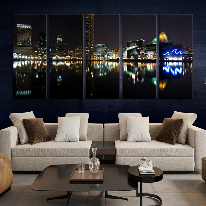 Extra Large Baltimore Skyline Wall Art Cityscape Canvas Print Home Gift