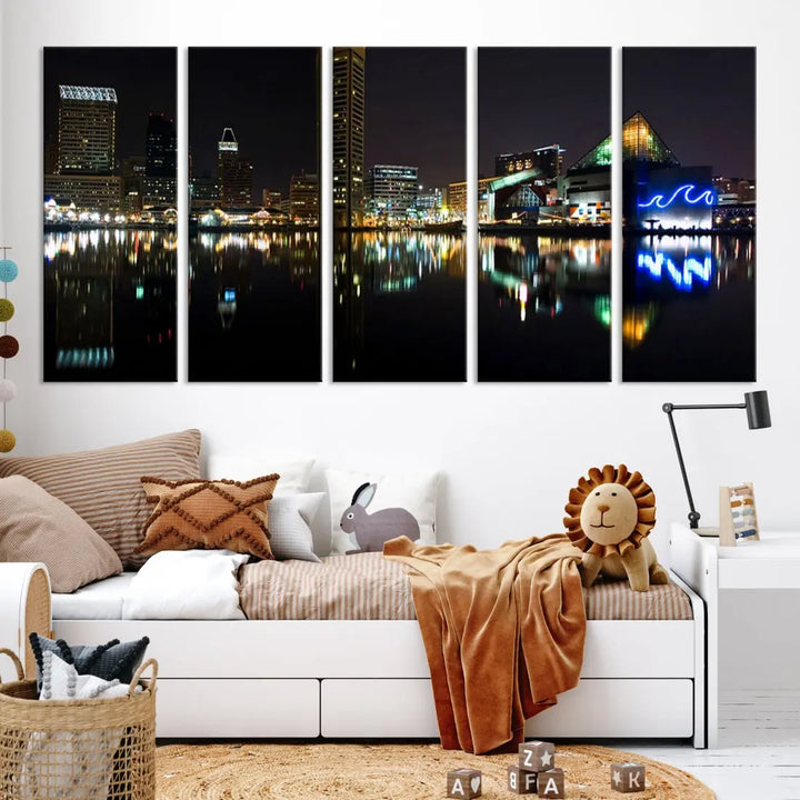 Extra Large Baltimore Skyline Wall Art Cityscape Canvas Print Home Gift