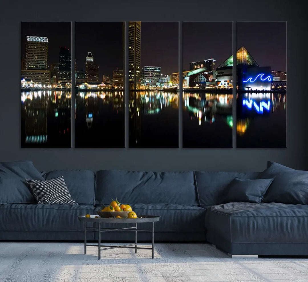 Extra Large Baltimore Skyline Wall Art Cityscape Canvas Print Home Gift