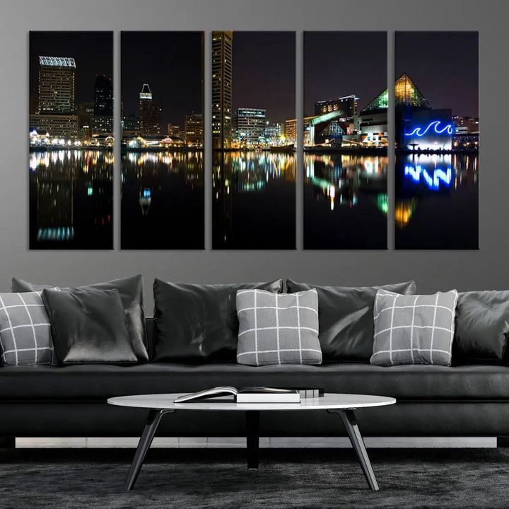 Extra Large Baltimore Skyline Wall Art Cityscape Canvas Print Home Gift