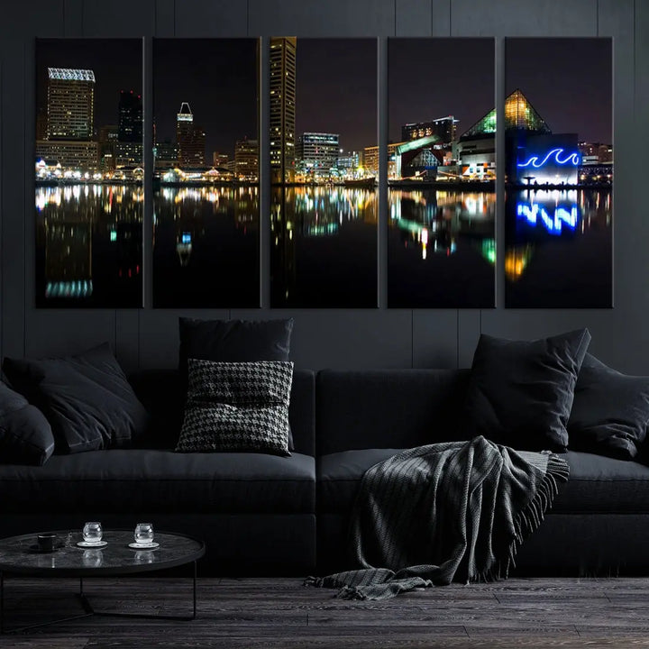 Extra Large Baltimore Skyline Wall Art Cityscape Canvas Print Home Gift