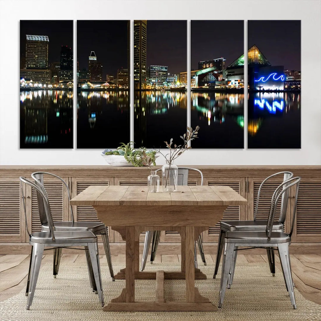 Extra Large Baltimore Skyline Wall Art Cityscape Canvas Print Home Gift