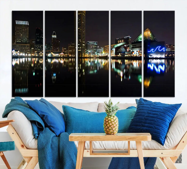 Extra Large Baltimore Skyline Wall Art Cityscape Canvas Print Home Gift