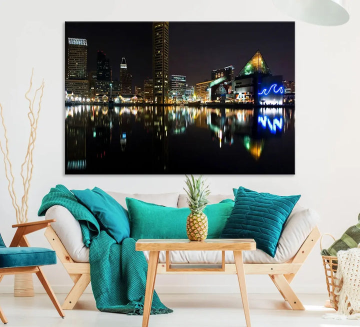 Extra Large Baltimore Skyline Wall Art Cityscape Canvas Print Home Gift