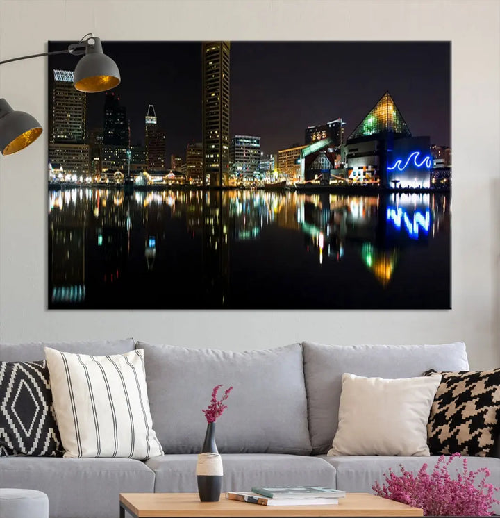 Extra Large Baltimore Skyline Wall Art Cityscape Canvas Print Home Gift