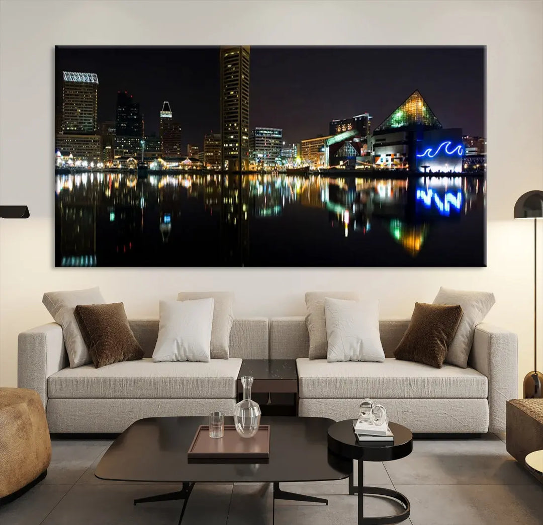 Extra Large Baltimore Skyline Wall Art Cityscape Canvas Print Home Gift