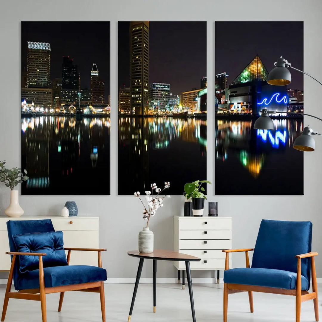 Extra Large Baltimore Skyline Wall Art Cityscape Canvas Print Home Gift