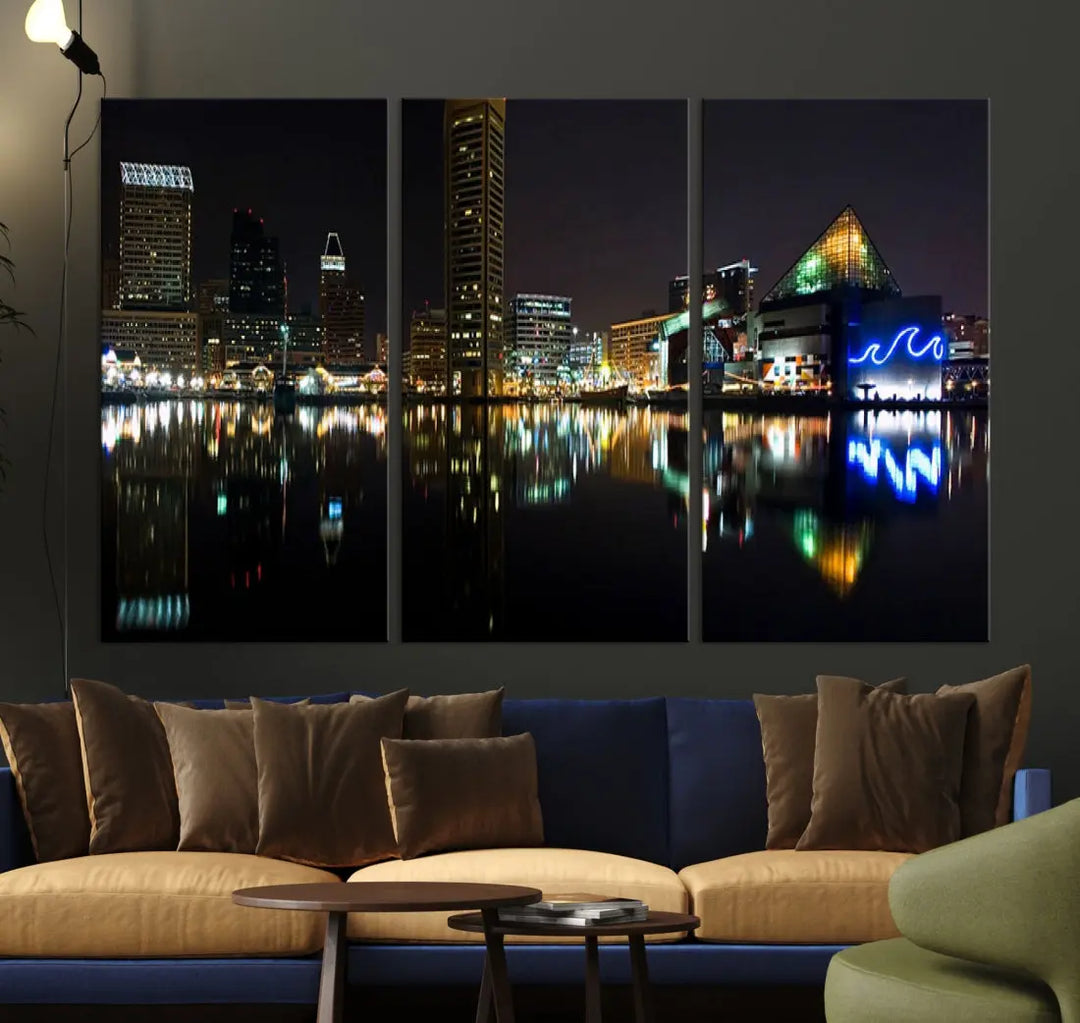 Extra Large Baltimore Skyline Wall Art Cityscape Canvas Print Home Gift