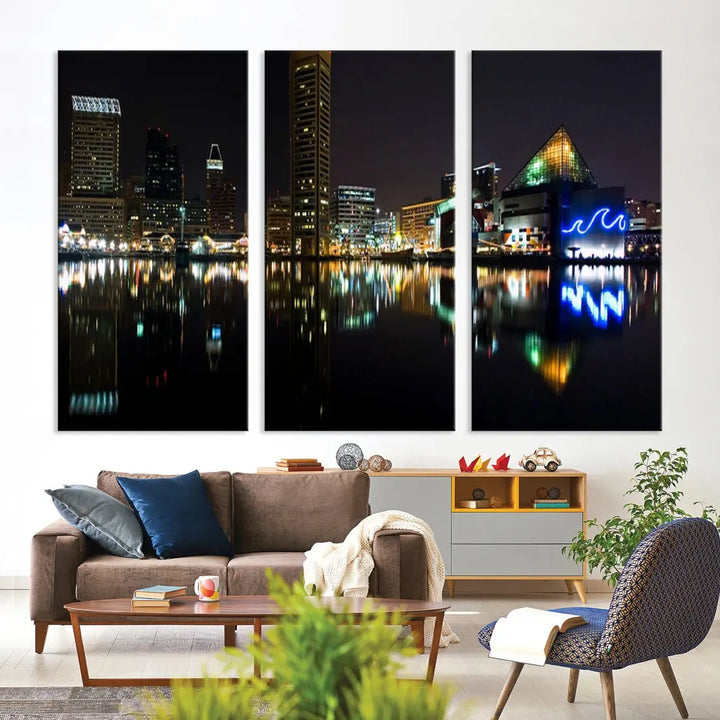 Extra Large Baltimore Skyline Wall Art Cityscape Canvas Print Home Gift