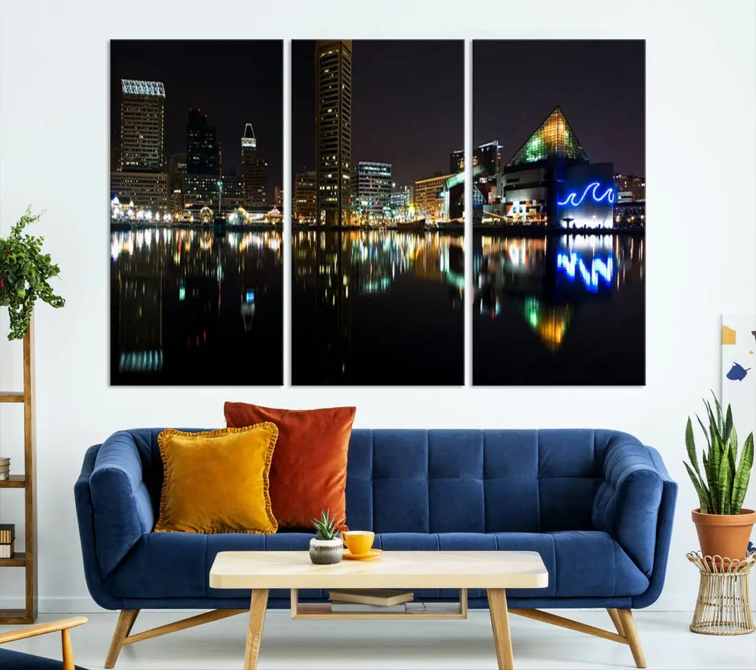 Extra Large Baltimore Skyline Wall Art Cityscape Canvas Print Home Gift