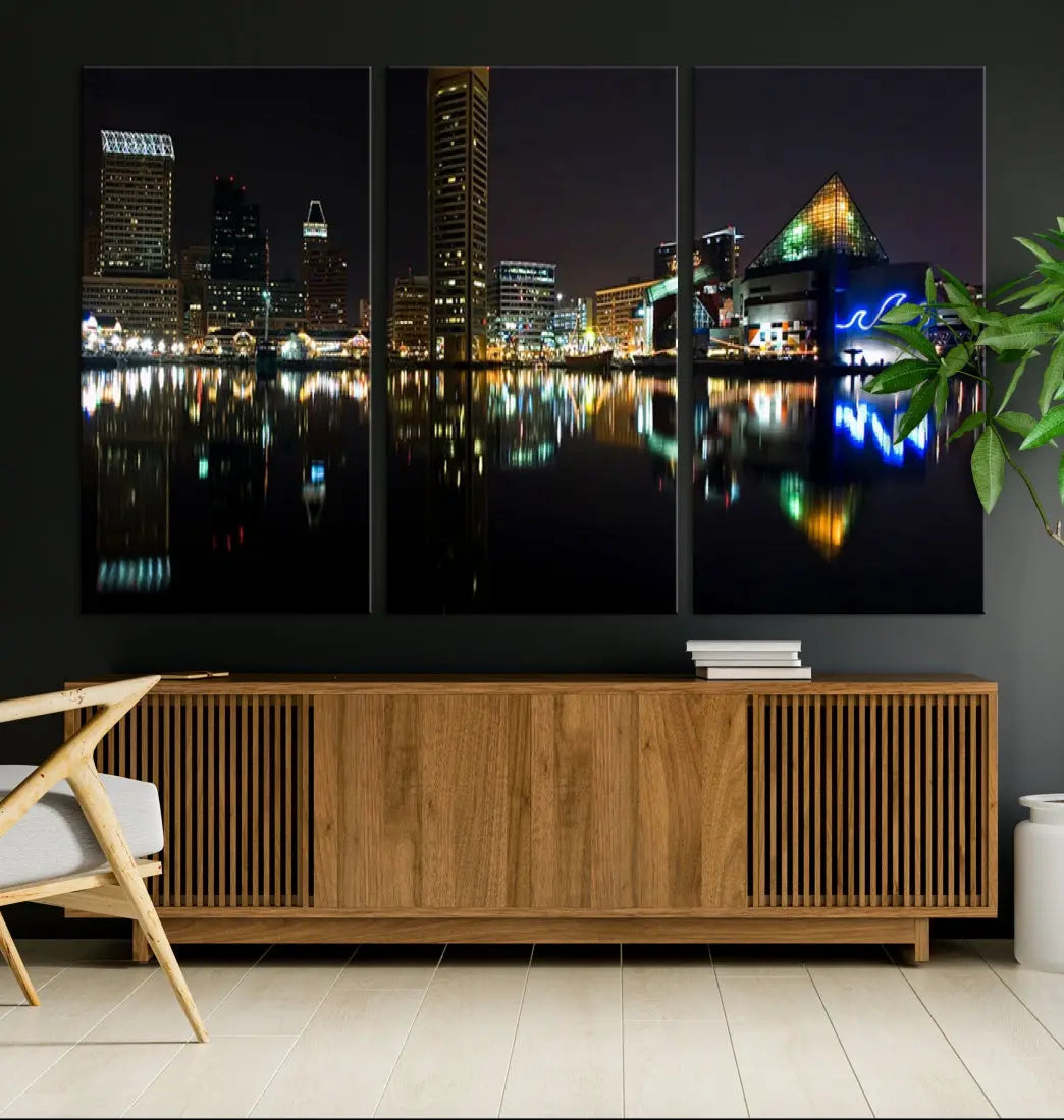 Extra Large Baltimore Skyline Wall Art Cityscape Canvas Print Home Gift