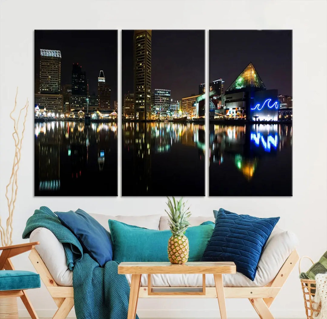 Extra Large Baltimore Skyline Wall Art Cityscape Canvas Print Home Gift