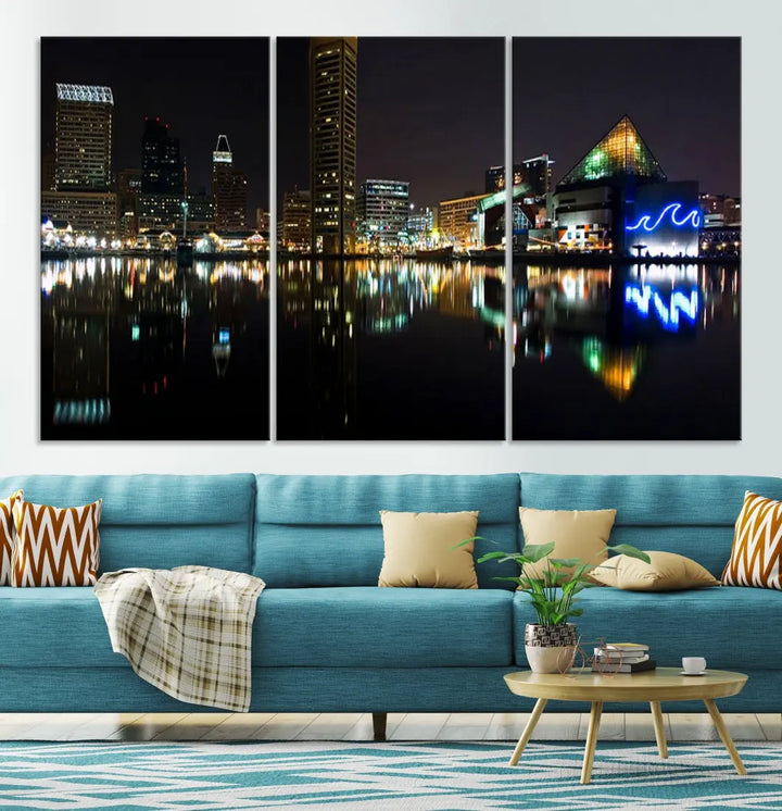 Extra Large Baltimore Skyline Wall Art Cityscape Canvas Print Home Gift