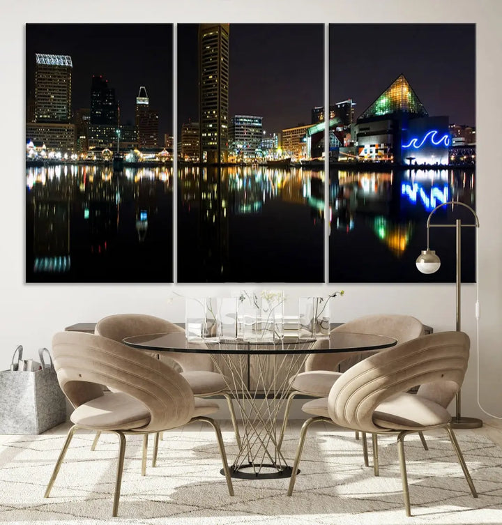 Extra Large Baltimore Skyline Wall Art Cityscape Canvas Print Home Gift