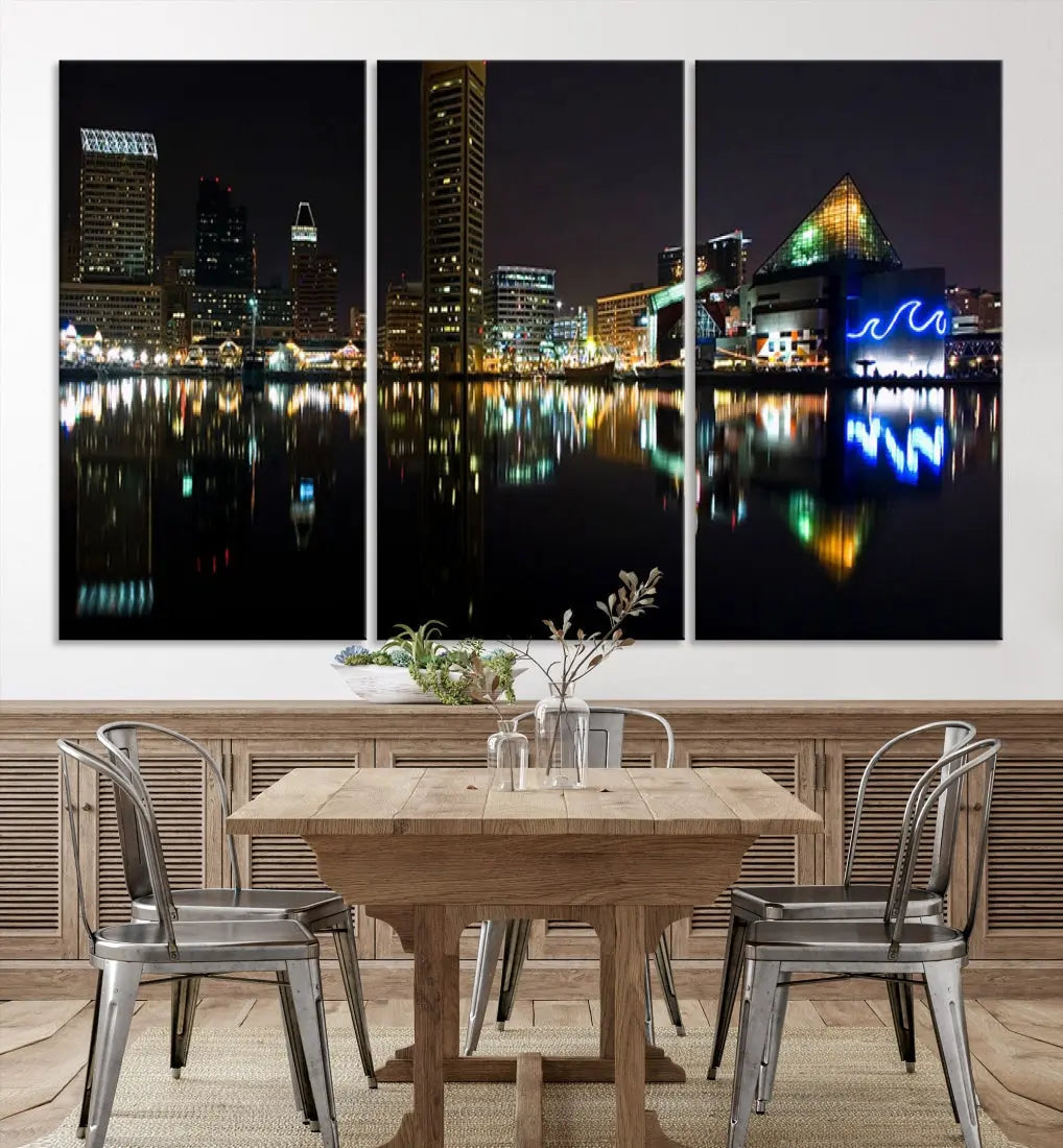 Extra Large Baltimore Skyline Wall Art Cityscape Canvas Print Home Gift