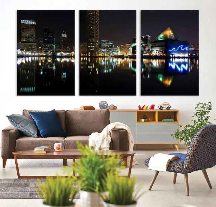 Extra Large Baltimore Skyline Wall Art Cityscape Canvas Print Home Gift