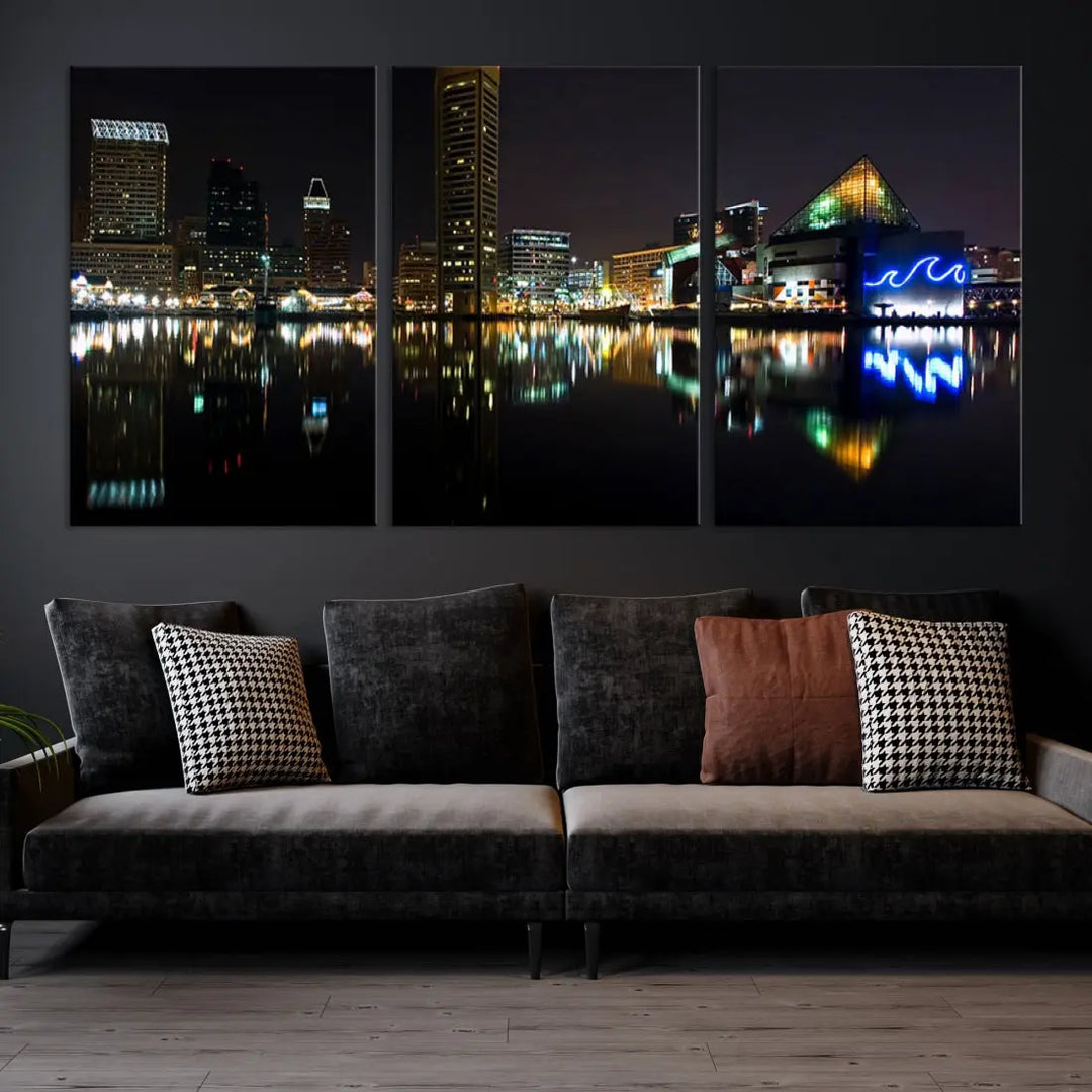 Extra Large Baltimore Skyline Wall Art Cityscape Canvas Print Home Gift