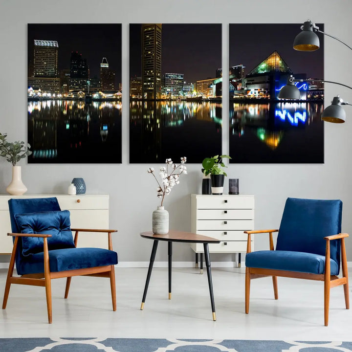 Extra Large Baltimore Skyline Wall Art Cityscape Canvas Print Home Gift