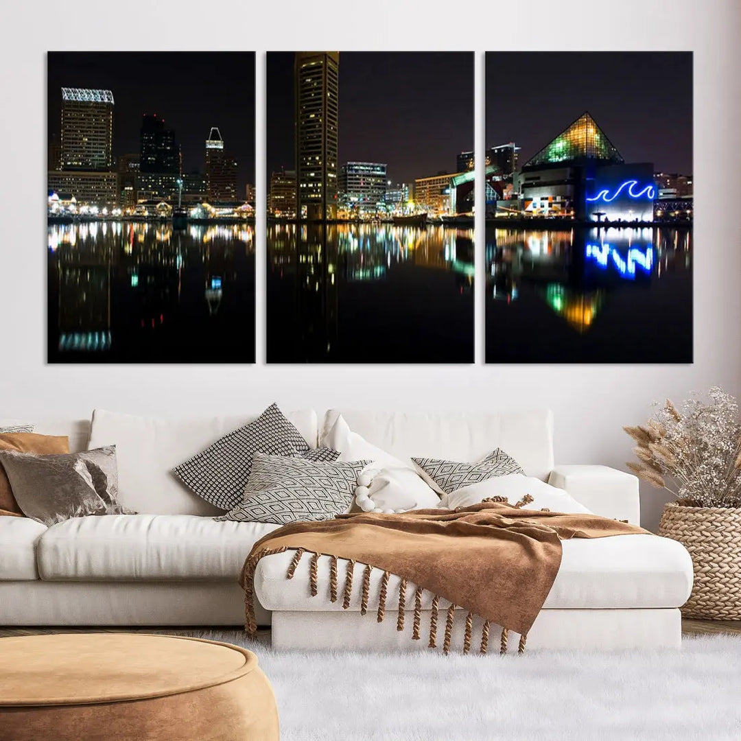 Extra Large Baltimore Skyline Wall Art Cityscape Canvas Print Home Gift