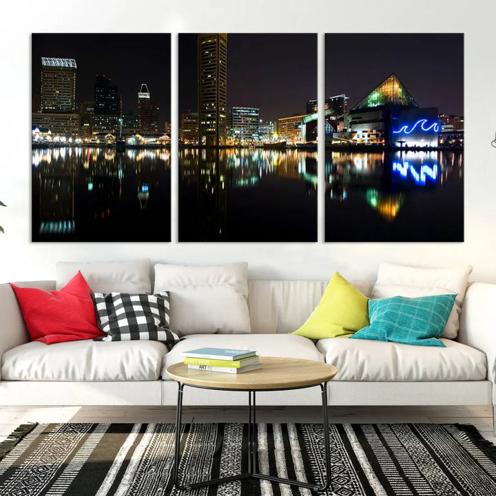 Extra Large Baltimore Skyline Wall Art Cityscape Canvas Print Home Gift