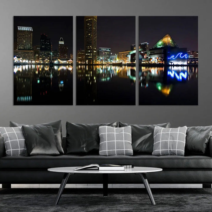 Extra Large Baltimore Skyline Wall Art Cityscape Canvas Print Home Gift