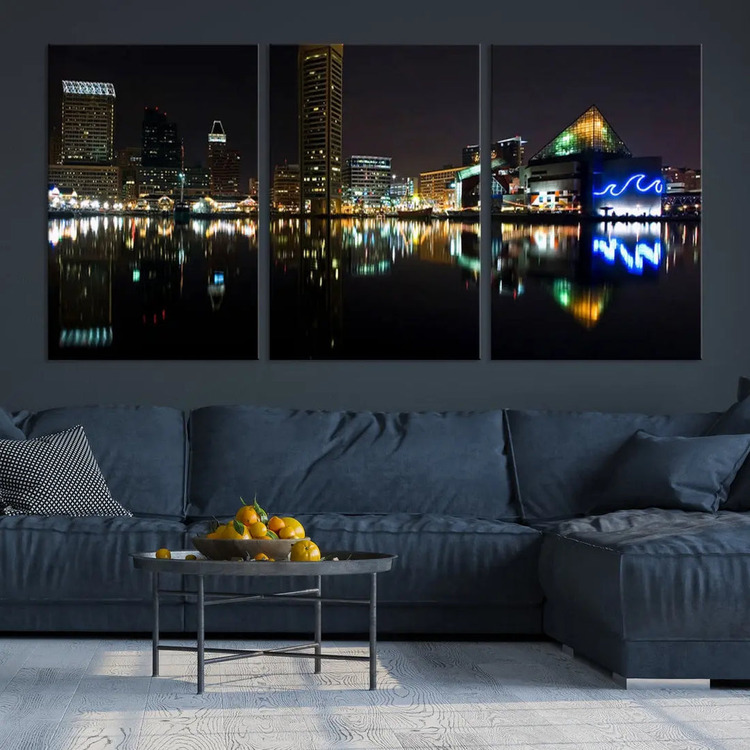 Extra Large Baltimore Skyline Wall Art Cityscape Canvas Print Home Gift