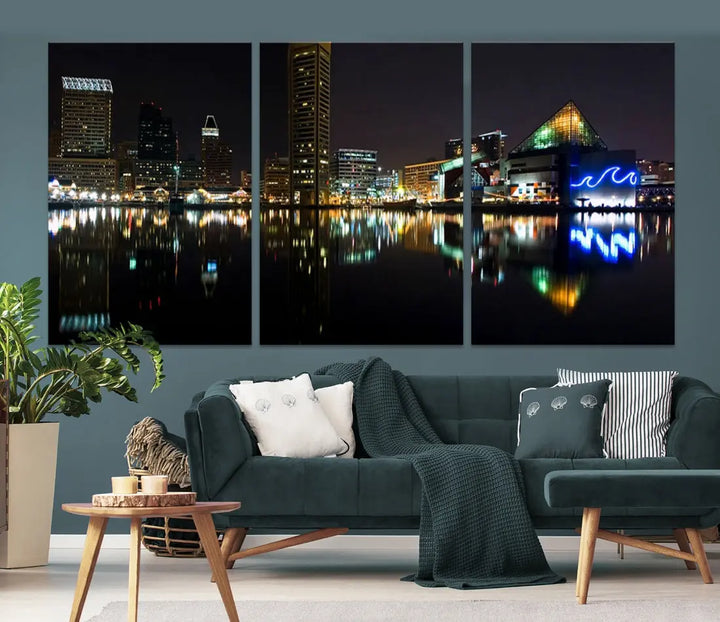 Extra Large Baltimore Skyline Wall Art Cityscape Canvas Print Home Gift