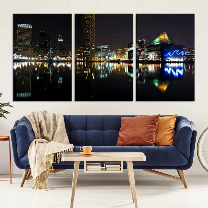 Extra Large Baltimore Skyline Wall Art Cityscape Canvas Print Home Gift