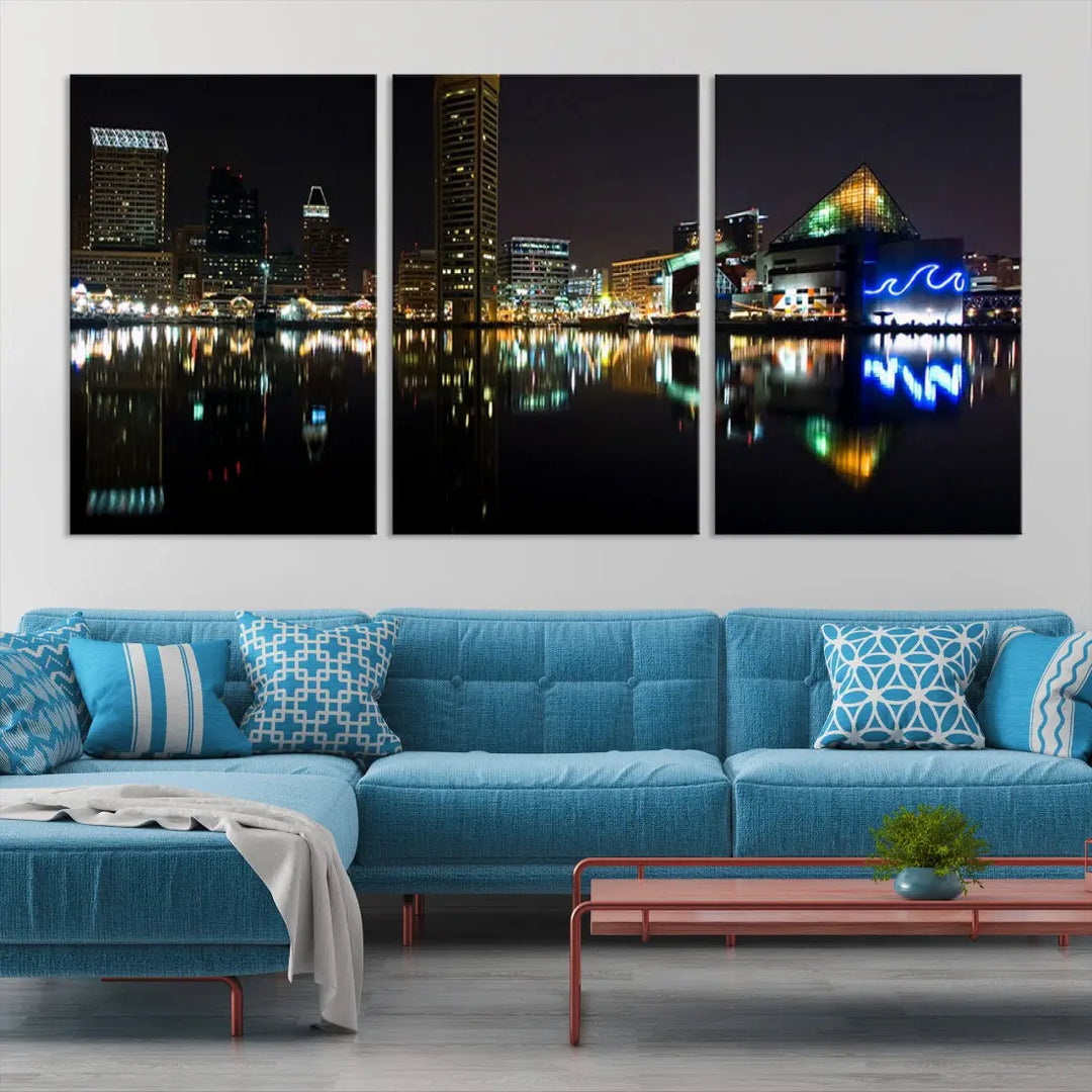 Extra Large Baltimore Skyline Wall Art Cityscape Canvas Print Home Gift