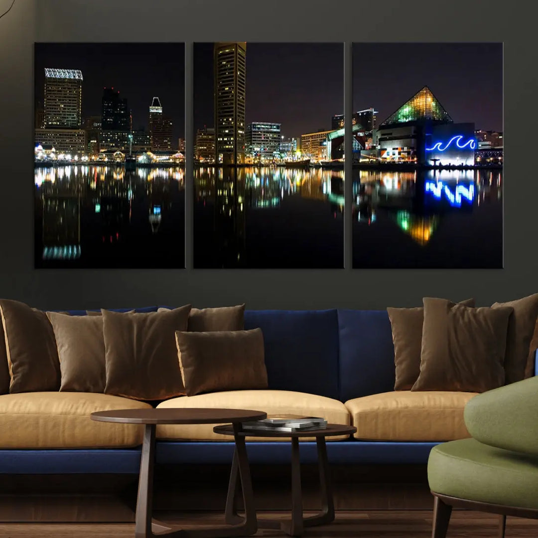 Extra Large Baltimore Skyline Wall Art Cityscape Canvas Print Home Gift