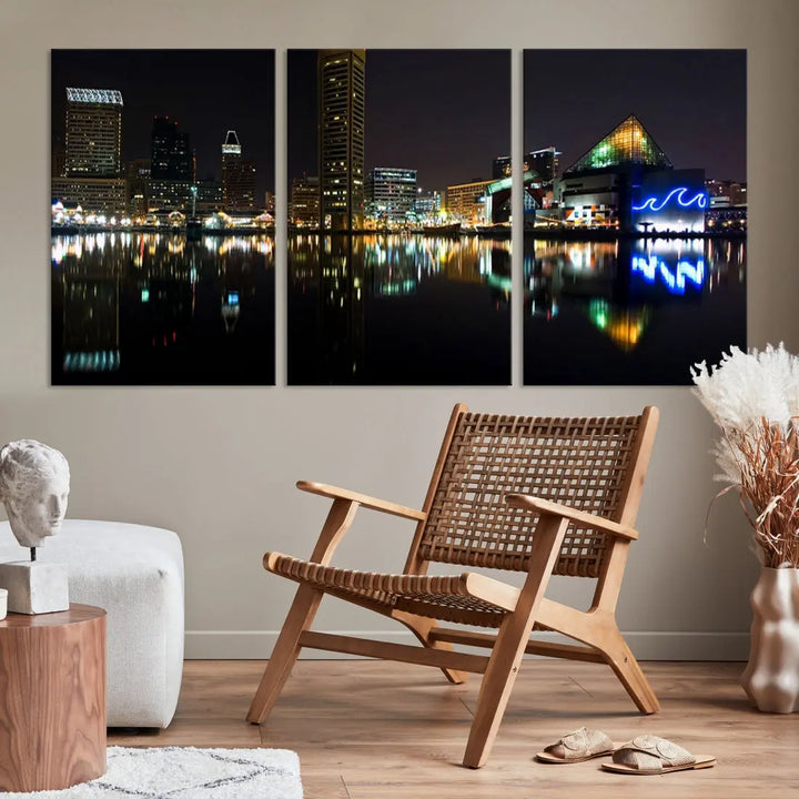 Extra Large Baltimore Skyline Wall Art Cityscape Canvas Print Home Gift