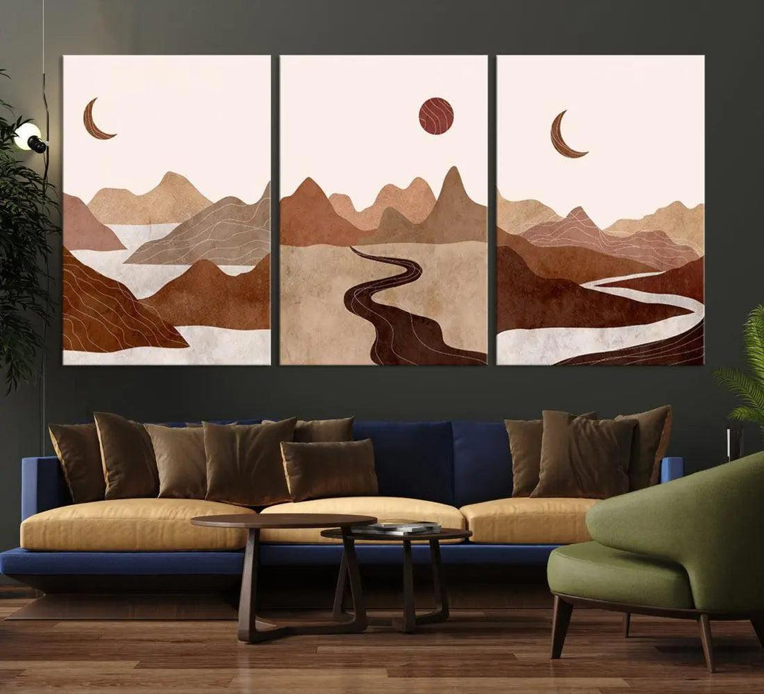 Extra Large Boho Wall Art Neutral Painting Landscape Wall Decor Canvas Print