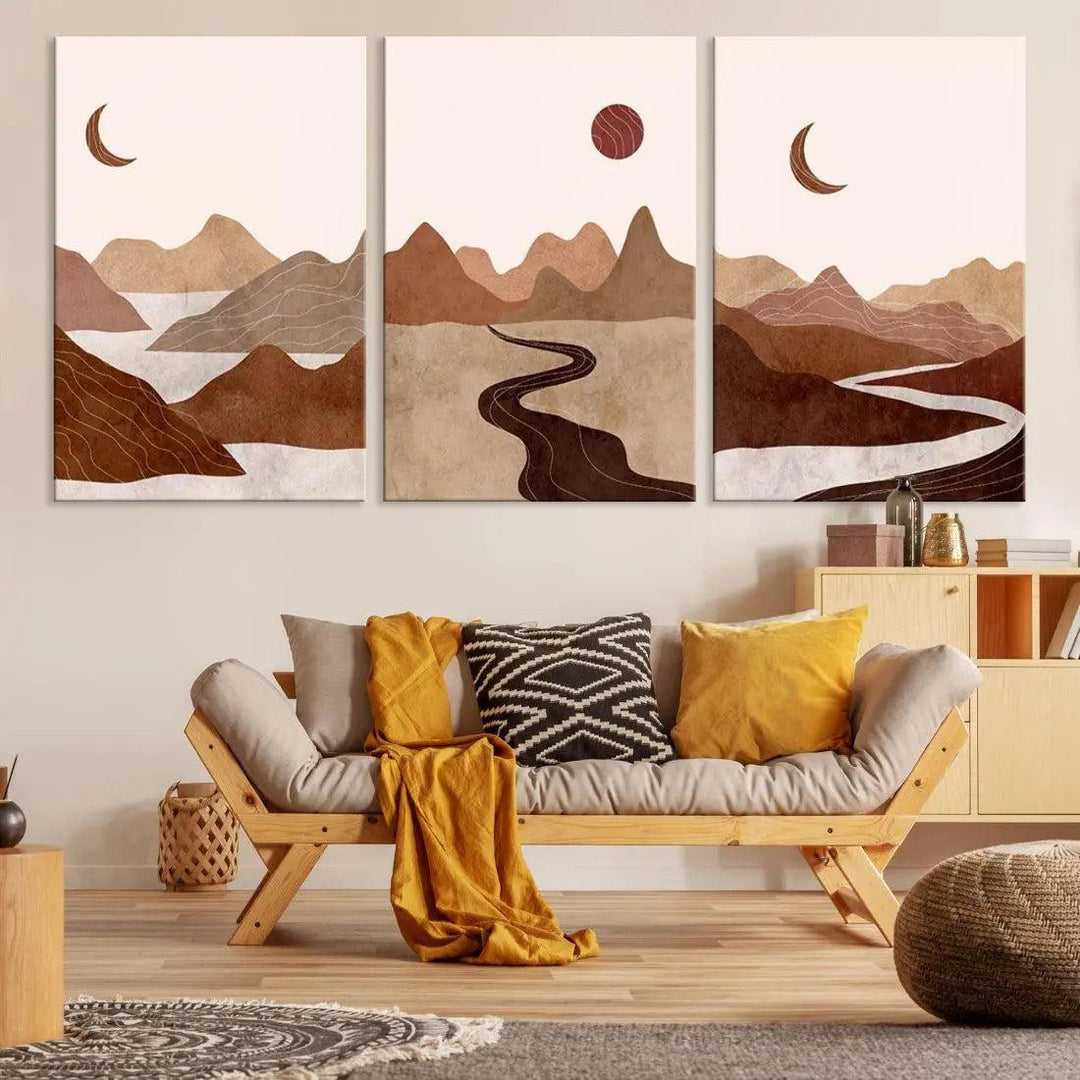 Extra Large Boho Wall Art Neutral Painting Landscape Wall Decor Canvas Print