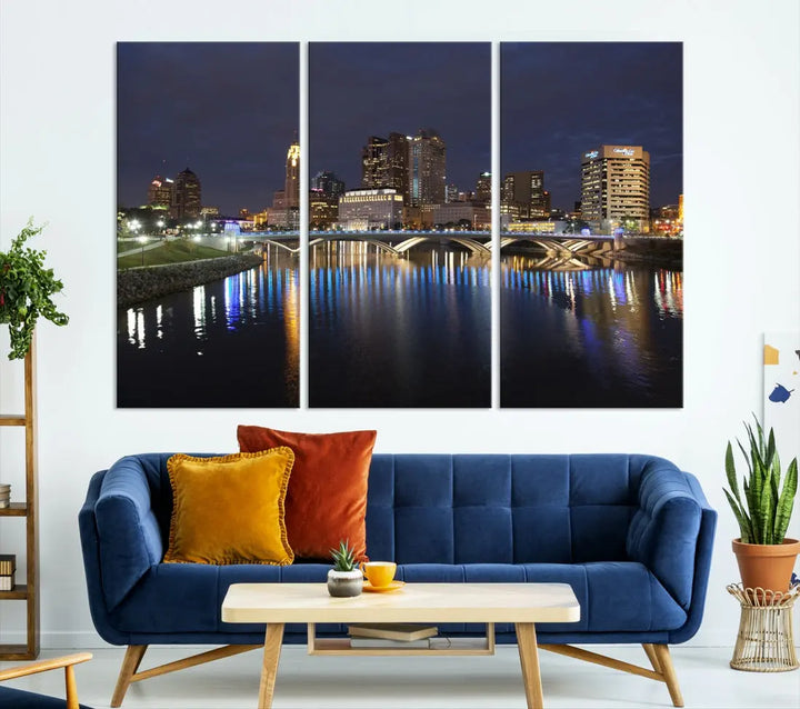 Extra Large Columbus Cityscape Skyline Wall Art Print Canvas Wall Decor