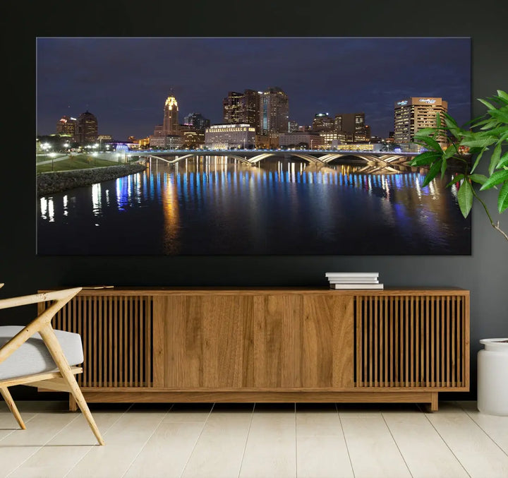 Extra Large Columbus Cityscape Skyline Wall Art Print Canvas Wall Decor