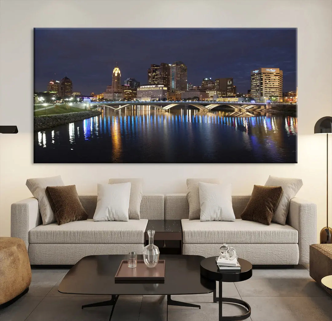 Extra Large Columbus Cityscape Skyline Wall Art Print Canvas Wall Decor